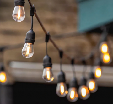 Prikkabel met hanglampen - 5 meter - 10 lampen - Koppelbaar - Warm wit - 24V