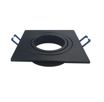 Inbouw spot GU10 + MR16 - Aluminium - 91mm - Vierkant armatuur - Verstelbaar - Zwart 