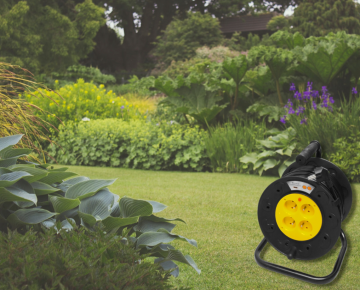 Haspel met verlengsnoer - 50 meter - 4 stopcontacten - Met penaarde