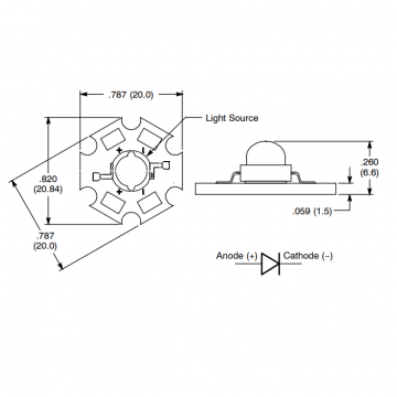 Power LED diode - UV - 3W - Ø20mm