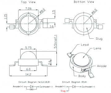 Power LED diode - Warm wit - 3W - Ø20mm - 700mA