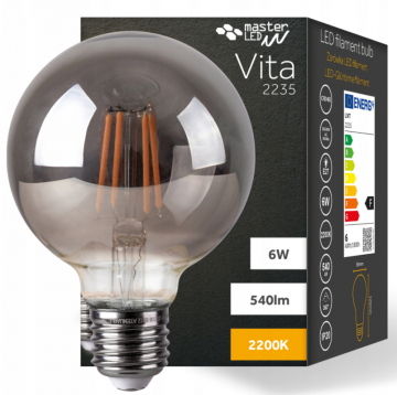 LED Filament Lamp - Smokey - E27 - 6 Watt - Extra warm wit - 540 Lumen - G80