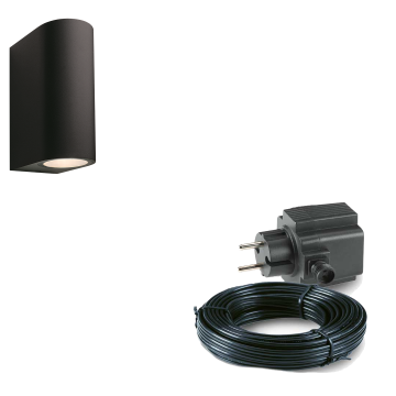 1x LED wand spot - 185mm - 4 Watt - Zwart - complete set