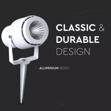 220 Volt - Tuinlamp - Neutraal wit - 12 Watt - Witte behuizing - Grond spot