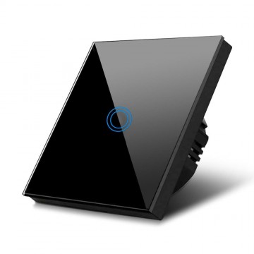 Wandschakelaar met verlichting - Enkelvoudig - Touch bediening - Zwart