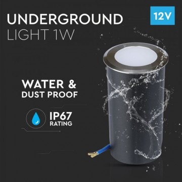 Inbouw grondspot 48mm - 12 Volt tuin verlichting - koud wit - 1 Watt - IP67