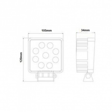 LED SPOT - 9 x 3 watt - front light - Koud Wit - OFF-ROAD - Square