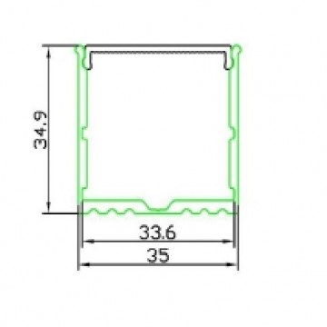 1 meter - 35mm XL- LED Profiel- aluminium