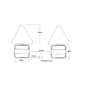 LED achterlichtcombinatie - 2 x 10 LEDs - Met gevarendriehoek - Magnetisch