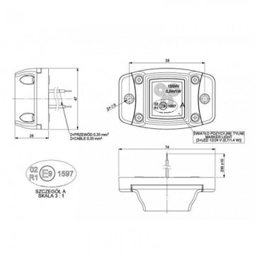 Zijmarkeringslicht - 12/24V - Oranje - LD4392