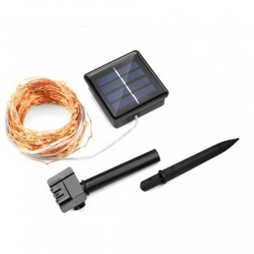 Zonne-Energie Outdoor LED verlichting - 20 meter - Warm Wit - 12V - ultra dun